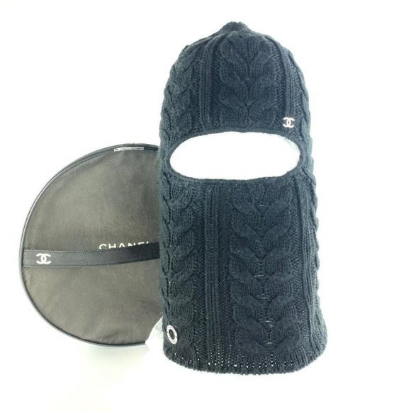 Chanel Ultra Rare CC Logo Ski Mask Beanie Hat Cap - Picture 1 of 10